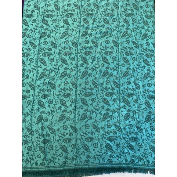 100% Green Prussa Silk Scarf Made In Turkey - Picture 5 of 8